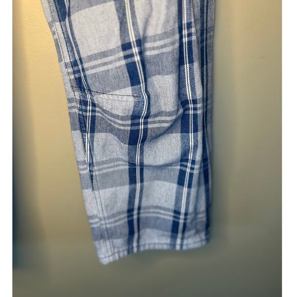 Free People We The Free Moxie Plaid Pull On Barrel Leg Jeans Drawstring Sz 27 - Picture 6 of 12